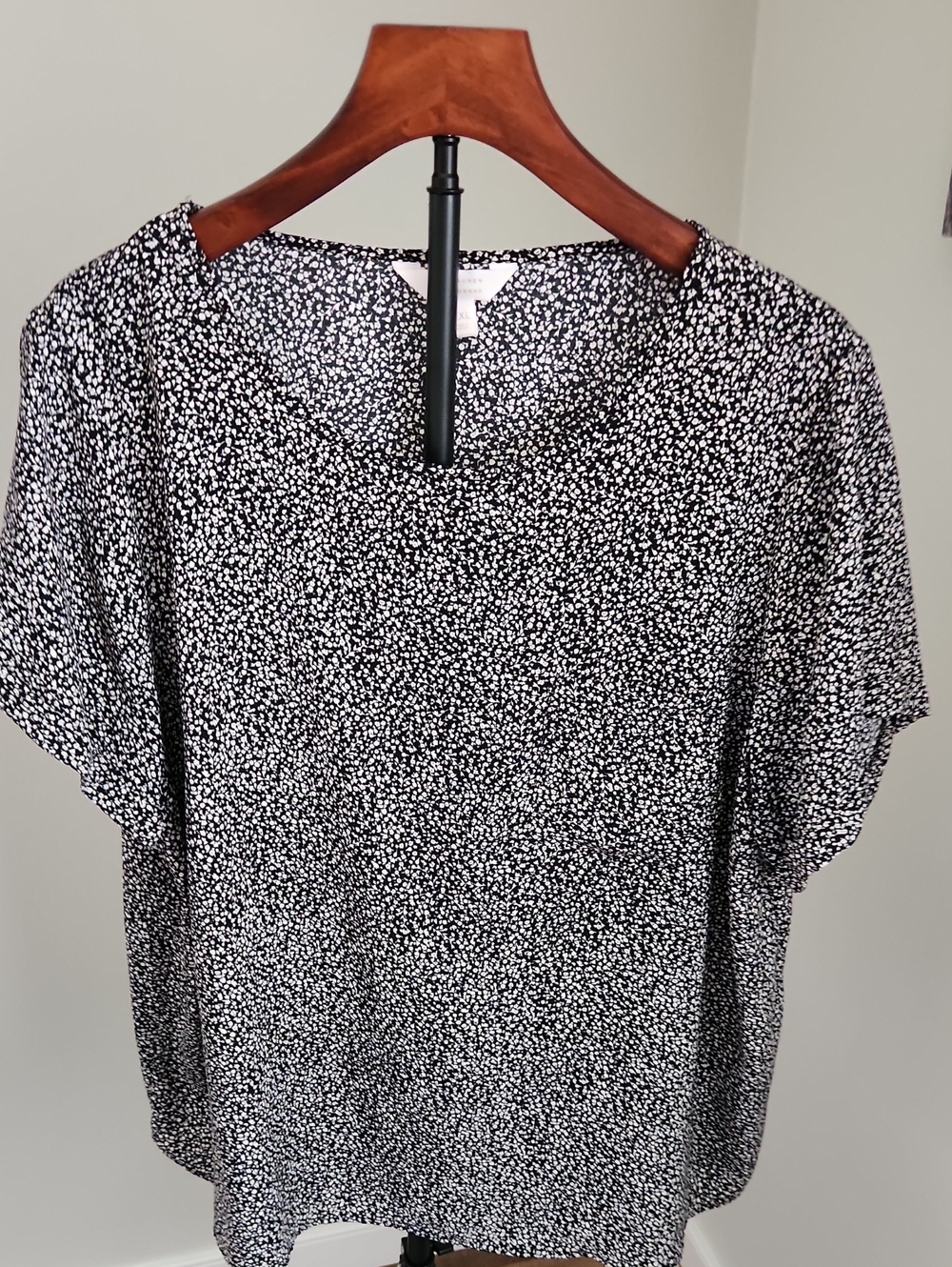 Lauren Conrad Black and White Speckle Short-Sleeve Blouse Size XXL